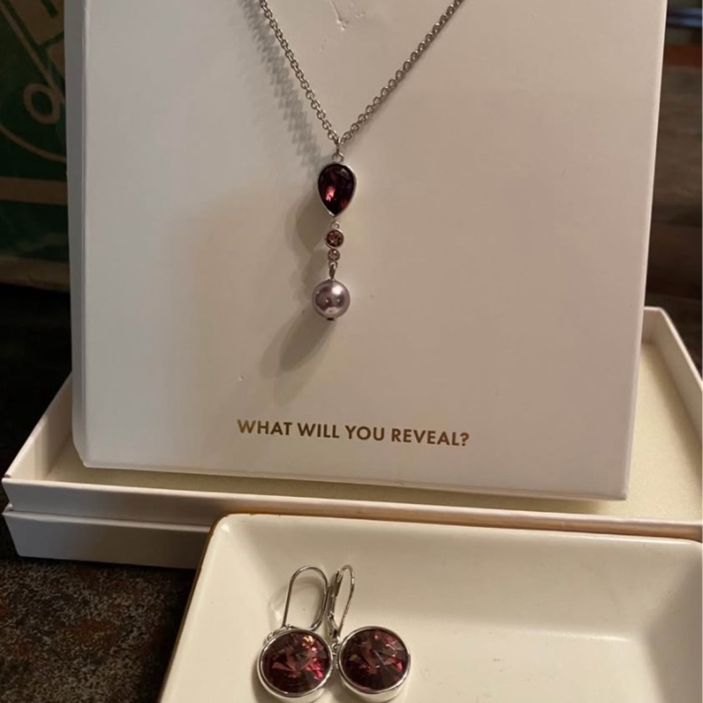 Touchstone Crystal Purple and Silver Necklace Set
